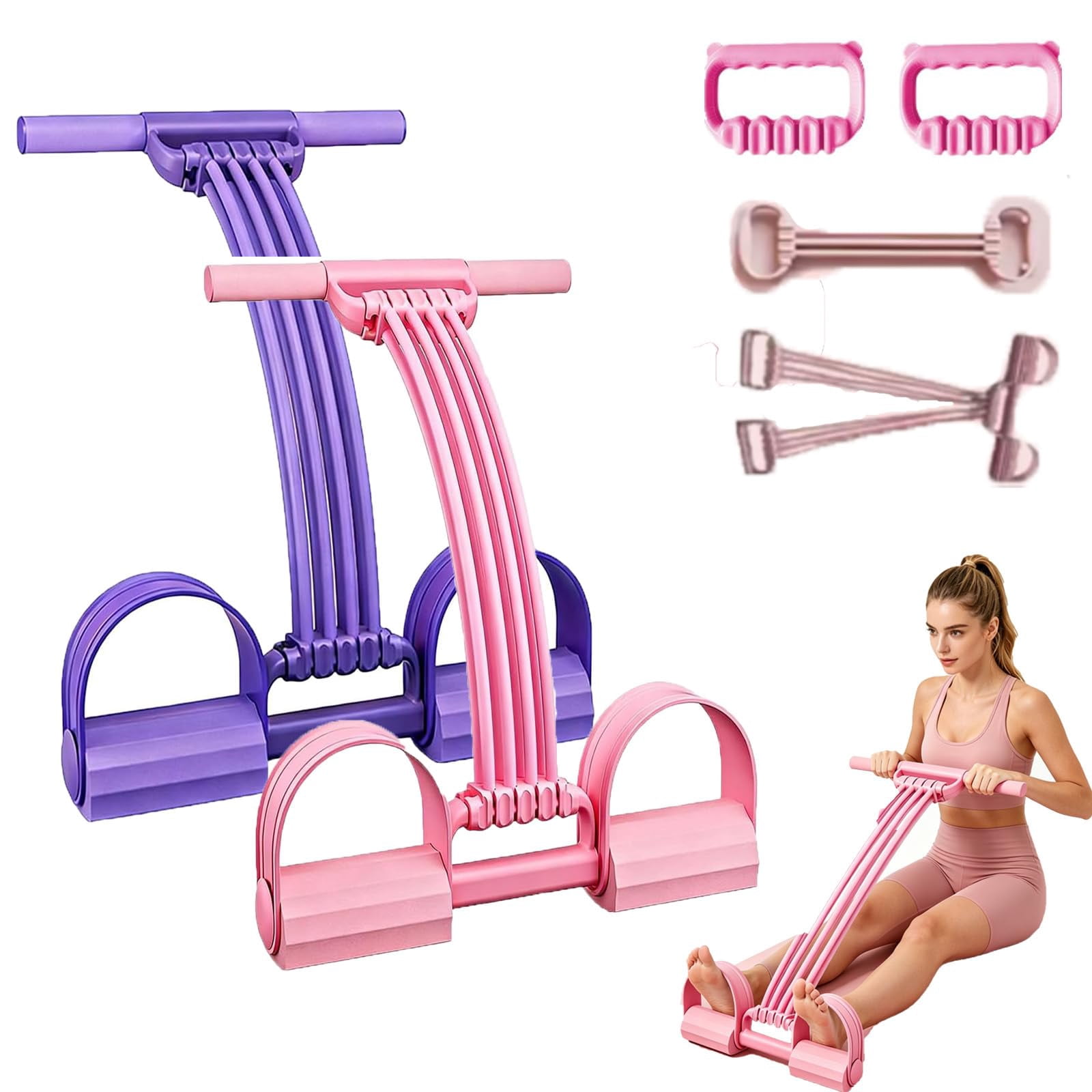 Pedal Resistance Band with Handle,New Upgrade 8 Tube Exercise Band, Yoga Elastic Stretching Resistance Band