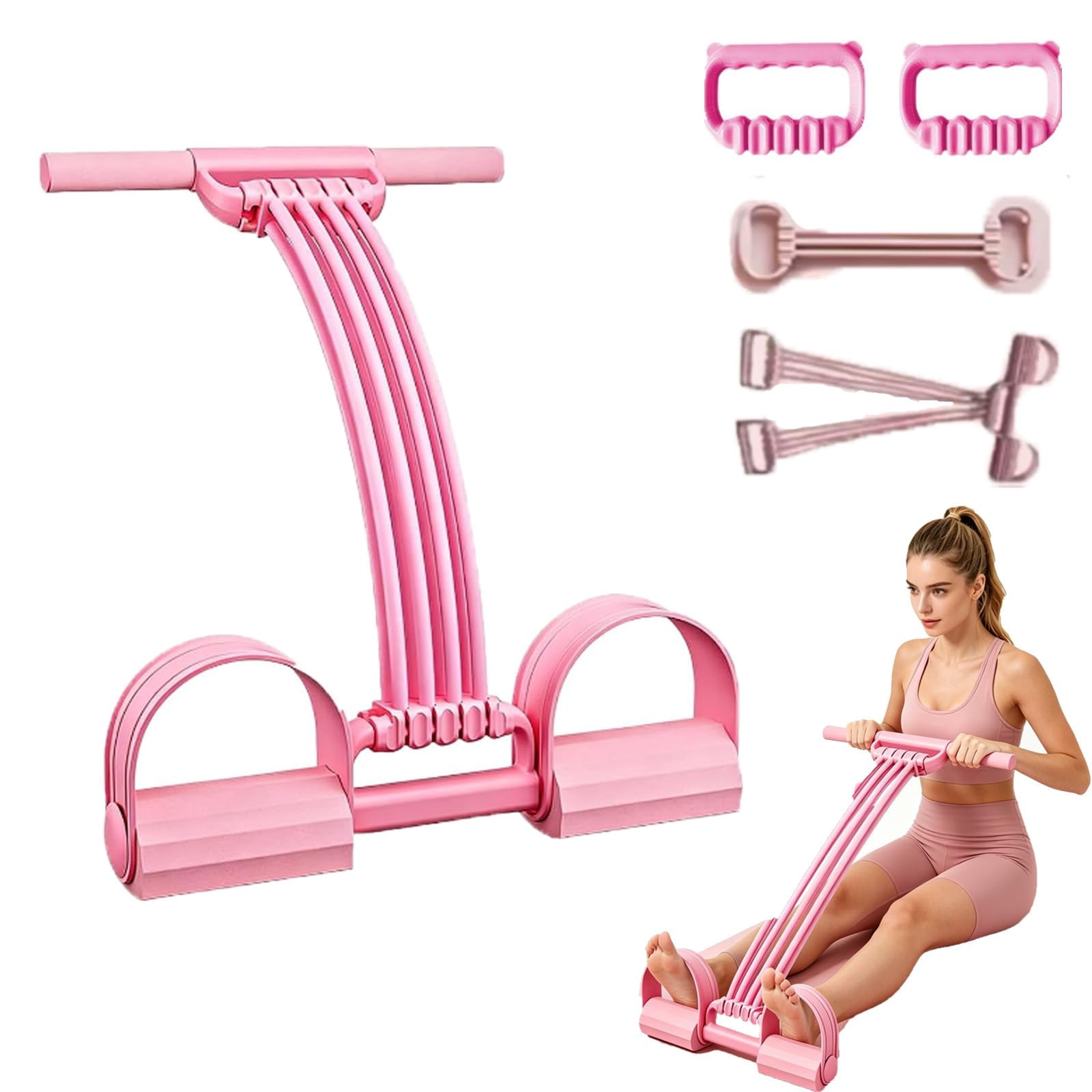 Pedal Resistance Band with Handle,New Upgrade 8 Tube Exercise Band, Yoga Elastic Stretching Resistance Band