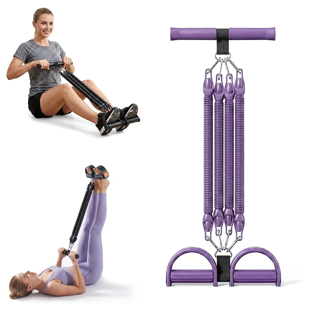 Pedal Resistance Band with Handle, Upgrade Latex Tube Exercise Band Elastic Pull Rope for Home Workout, Sit Up Body Stretching