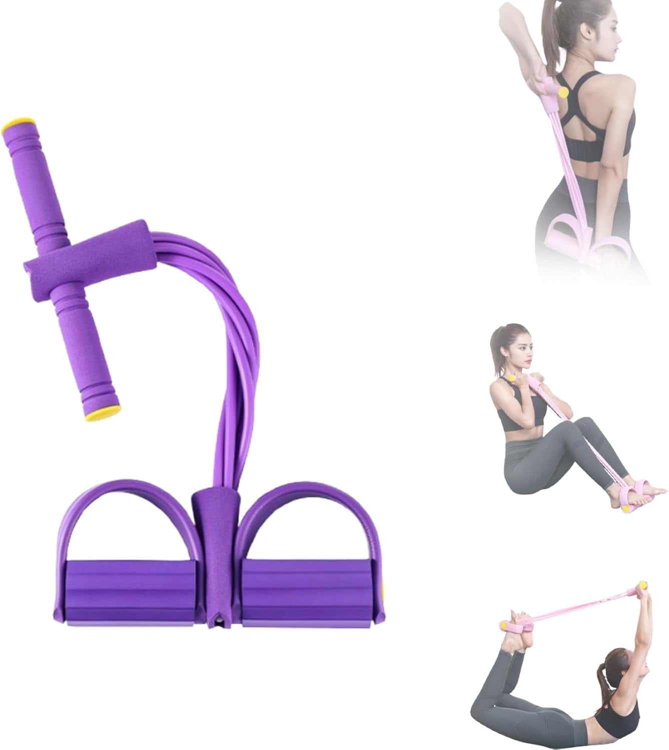 Pedal Resistance Band with Handle, Upgraded 6-Tube Elastic Pull Rope for Abdomen & Waist Slimming. Durable Home Gym Equipment for Full Body Training.