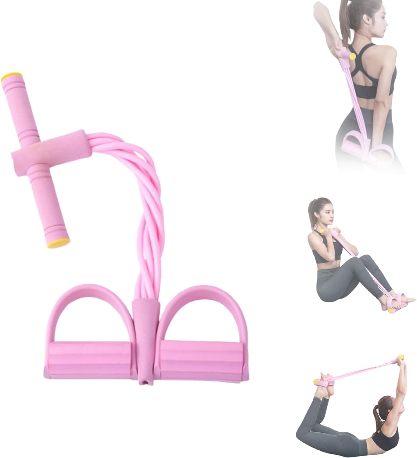 Pedal Resistance Band with Handle, Upgraded 6-Tube Elastic Pull Rope for Abdomen & Waist Slimming. Durable Home Gym Equipment for Full Body Training.