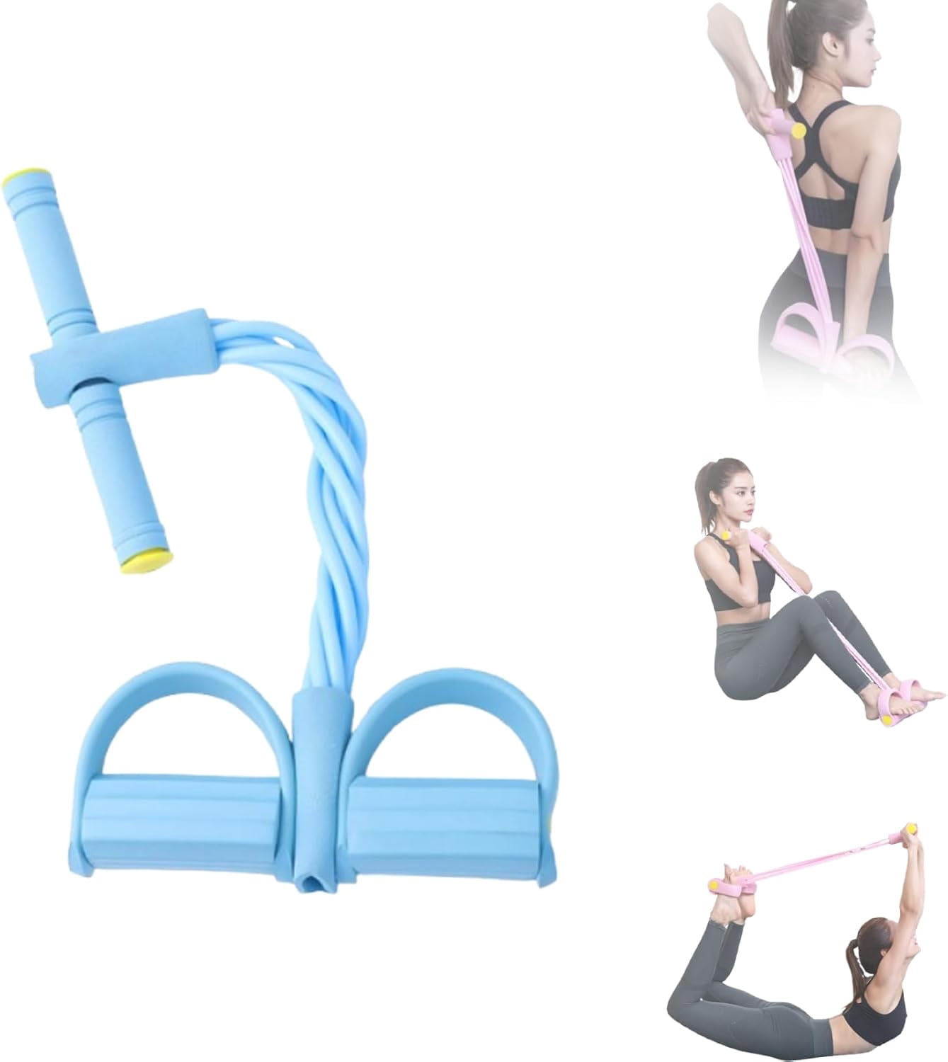 Pedal Resistance Band with Handle, Upgraded 6-Tube Elastic Pull Rope for Abdomen & Waist Slimming. Durable Home Gym Equipment for Full Body Training.