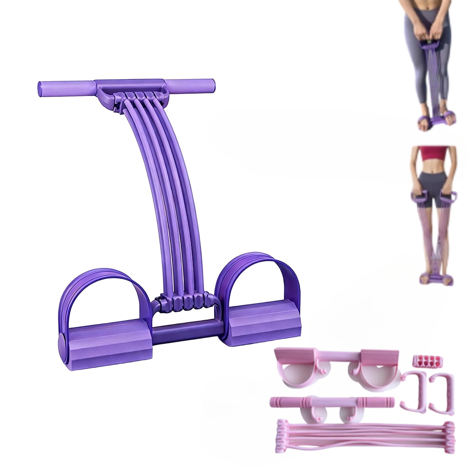 Pedal Resistance Band with Handle – Upgraded 8‑Tube Exercise Band, 3‑in‑1 Foot Pedal Puller, Back Stretch & Chest Expander for Full Body Workout