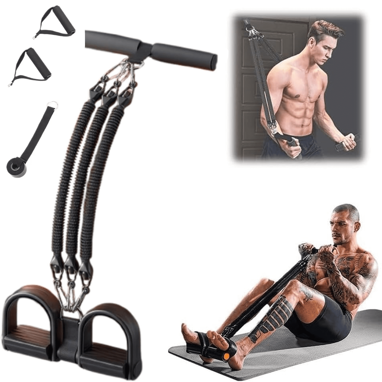 Pedal Resistance Band with Handle, for Ab & Full Body Workout,Multifunctional Home Gym Exercise Equipment for Men & Women