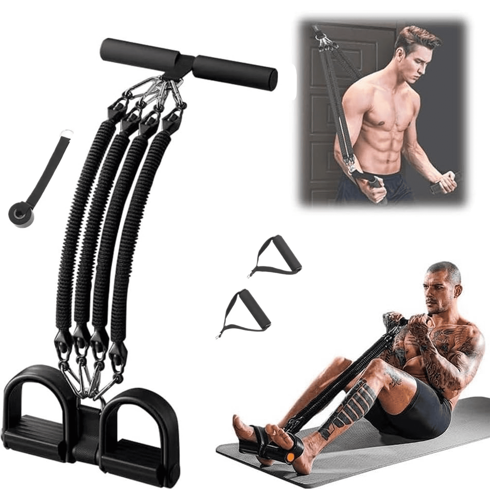 Pedal Resistance Band with Handle, for Ab & Full Body Workout,Multifunctional Home Gym Exercise Equipment for Men & Women