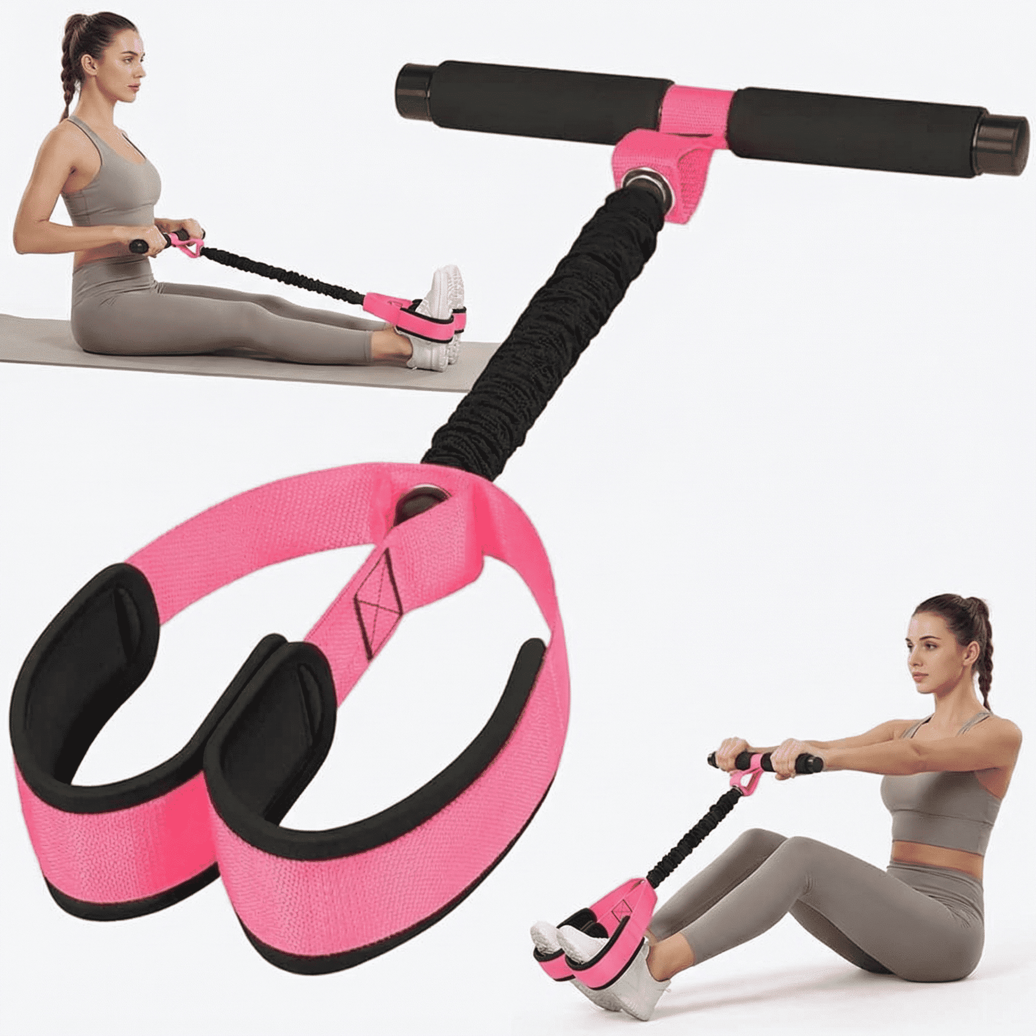 Pedal Resistance Band with Handles, Heavy-Duty Tension Foot Puller for Full-Body Training, Core, Legs & Glutes, Portable Home Workout Band
