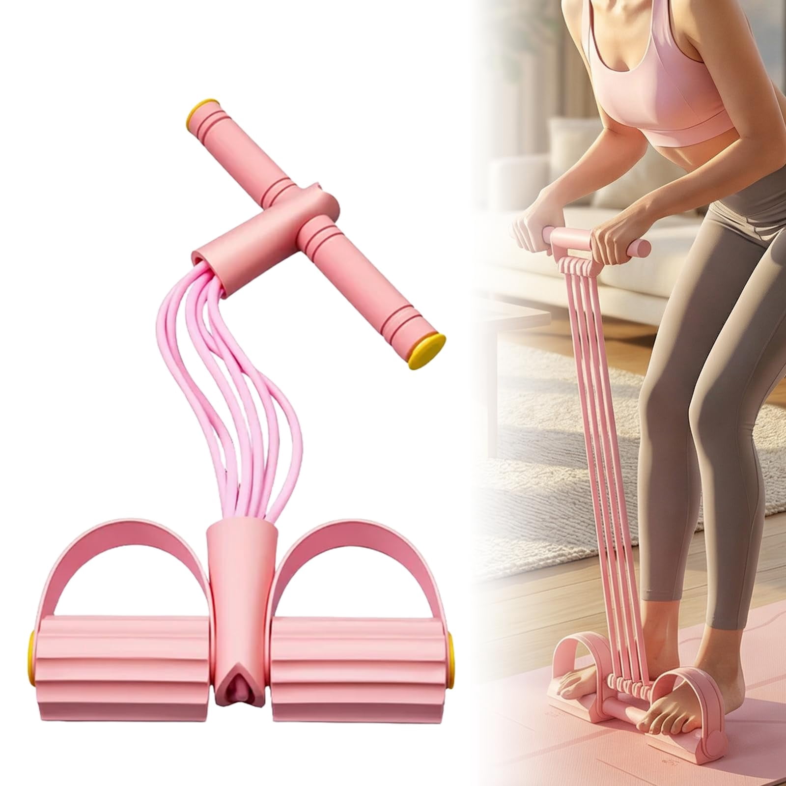 Pedal Resistance Bands with Handles, 2026 Upgrade Multifunction Tension Rope, Elastic Yoga Resistance Band, Home Exercise Equipment for Full Body Workout, Yoga, Stretching, Waist, Arm, Leg