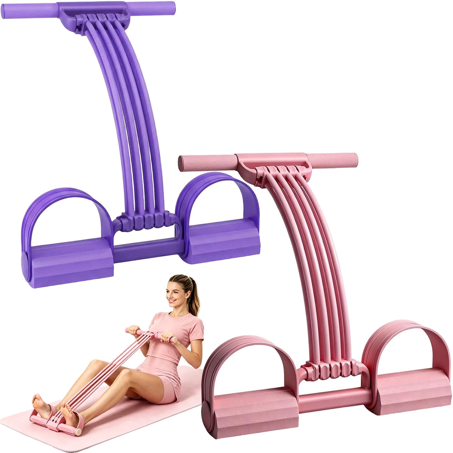 Pedal Resistance Bands with Handles, 2026 Upgraded 8 Tube Natural Rubber Multifunction Tension Rope for Full Body Workout, Manual Tension Training Pedal