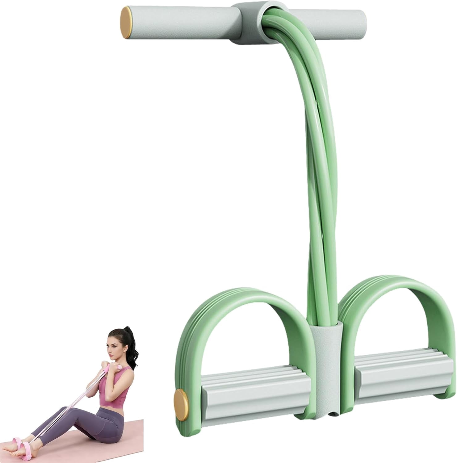 Pedal Resistance Bands with Handles, 6-Tube Elastic Yoga Pedal Puller, Natural Rubber Tension Rope for Full Body Training, Abs Arms Legs Waist Workout, Home Gym Pilates Fitness