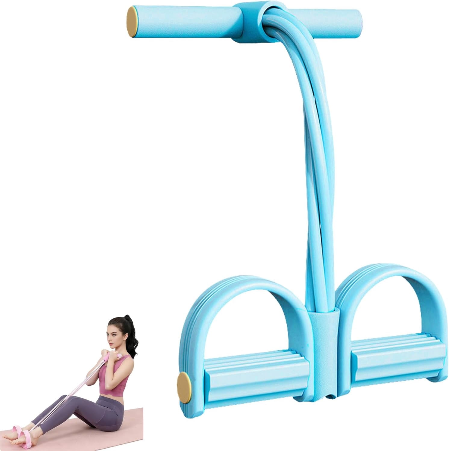 Pedal Resistance Bands with Handles, 6-Tube Elastic Yoga Pedal Puller, Natural Rubber Tension Rope for Full Body Training, Abs Arms Legs Waist Workout, Home Gym Pilates Fitness