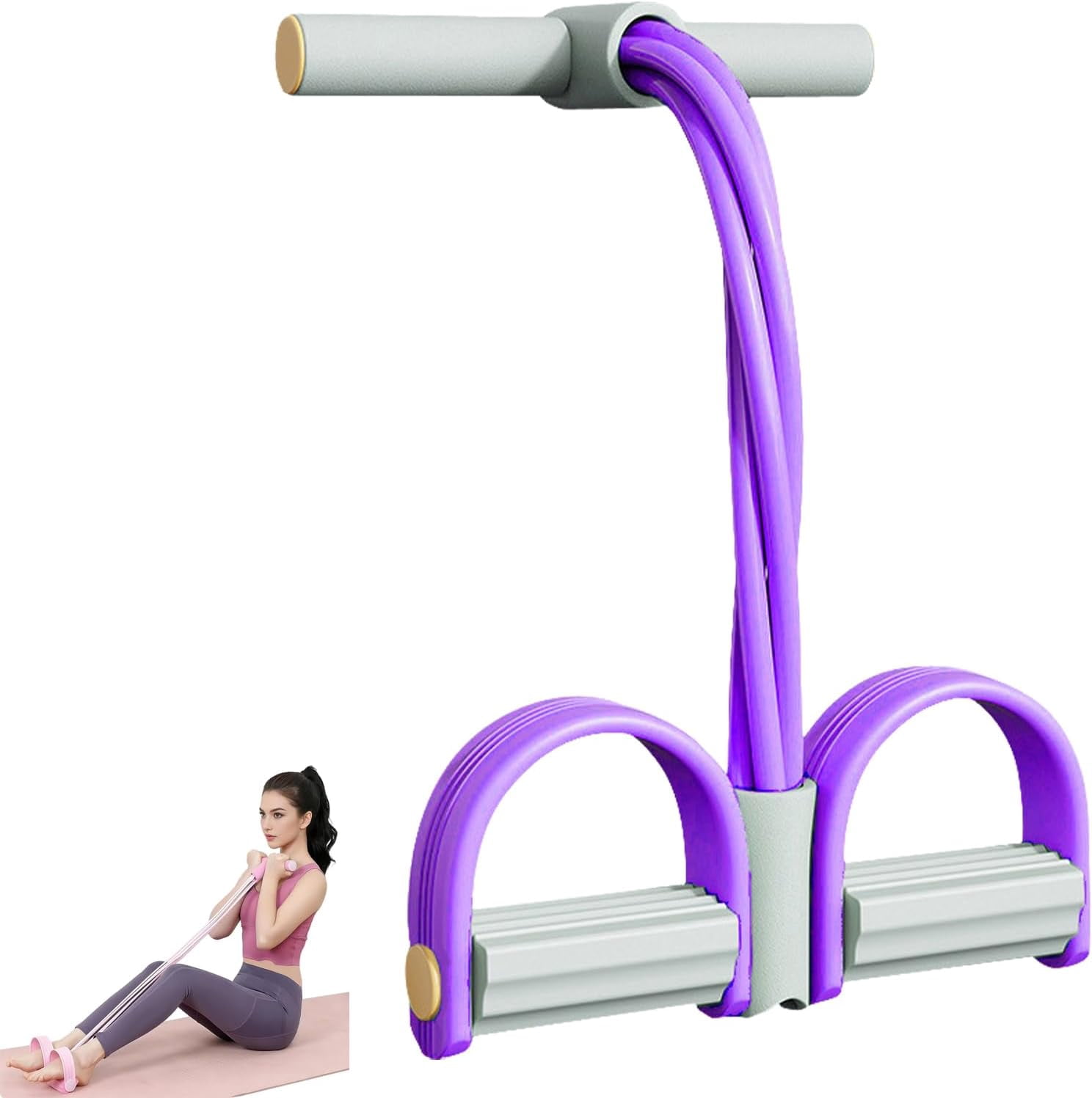 Pedal Resistance Bands with Handles, 6-Tube Elastic Yoga Pedal Puller, Natural Rubber Tension Rope for Full Body Training, Abs Arms Legs Waist Workout, Home Gym Pilates Fitness