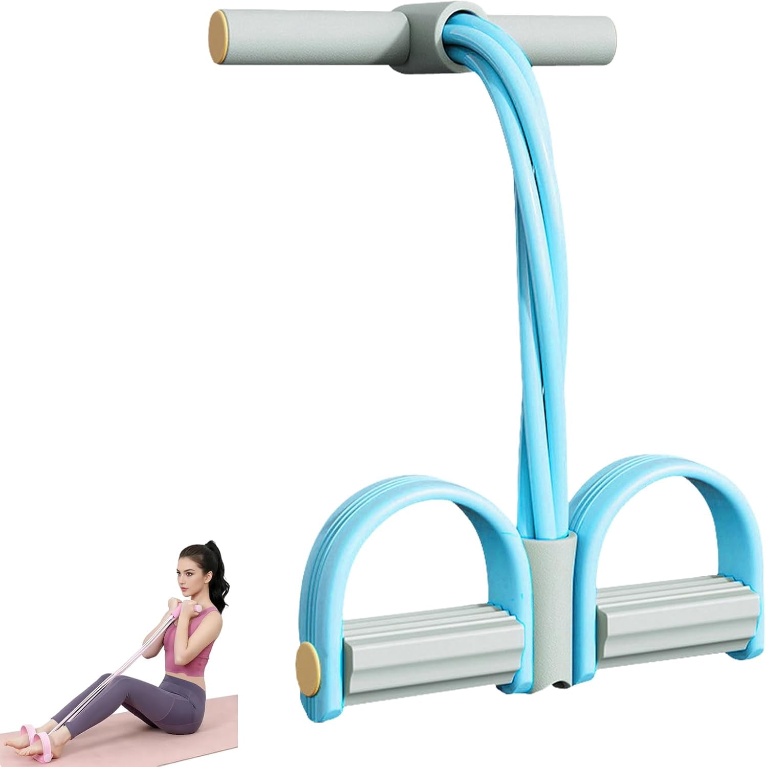 Pedal Resistance Bands with Handles, 6-Tube Elastic Yoga Pedal Puller, Natural Rubber Tension Rope for Full Body Training, Abs Arms Legs Waist Workout, Home Gym Pilates Fitness