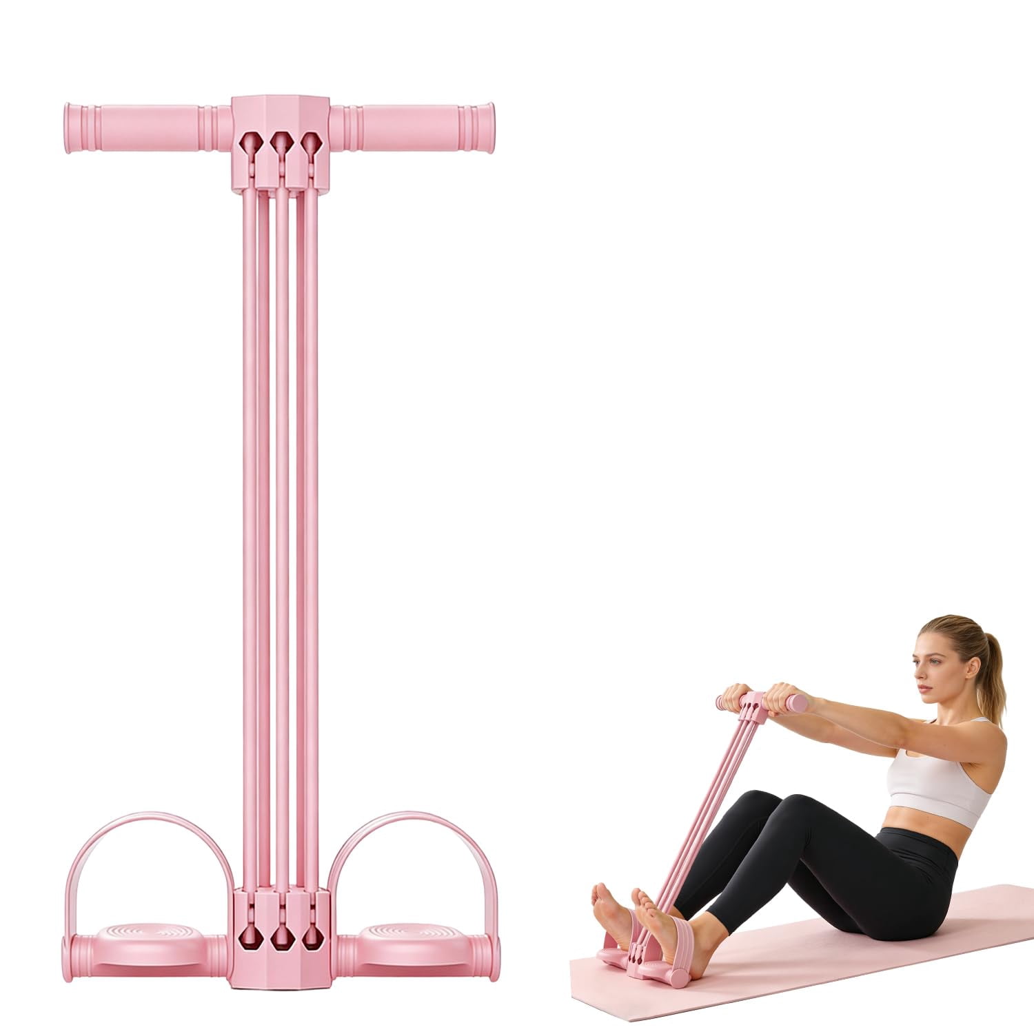 Pedal Resistance Bands with Handles, 6-Tube Natural Rubber Foot Pedal Resistance Band, Multifunction Pedal Resistance Band for Arms, Legs, Abdomen, Waist Training