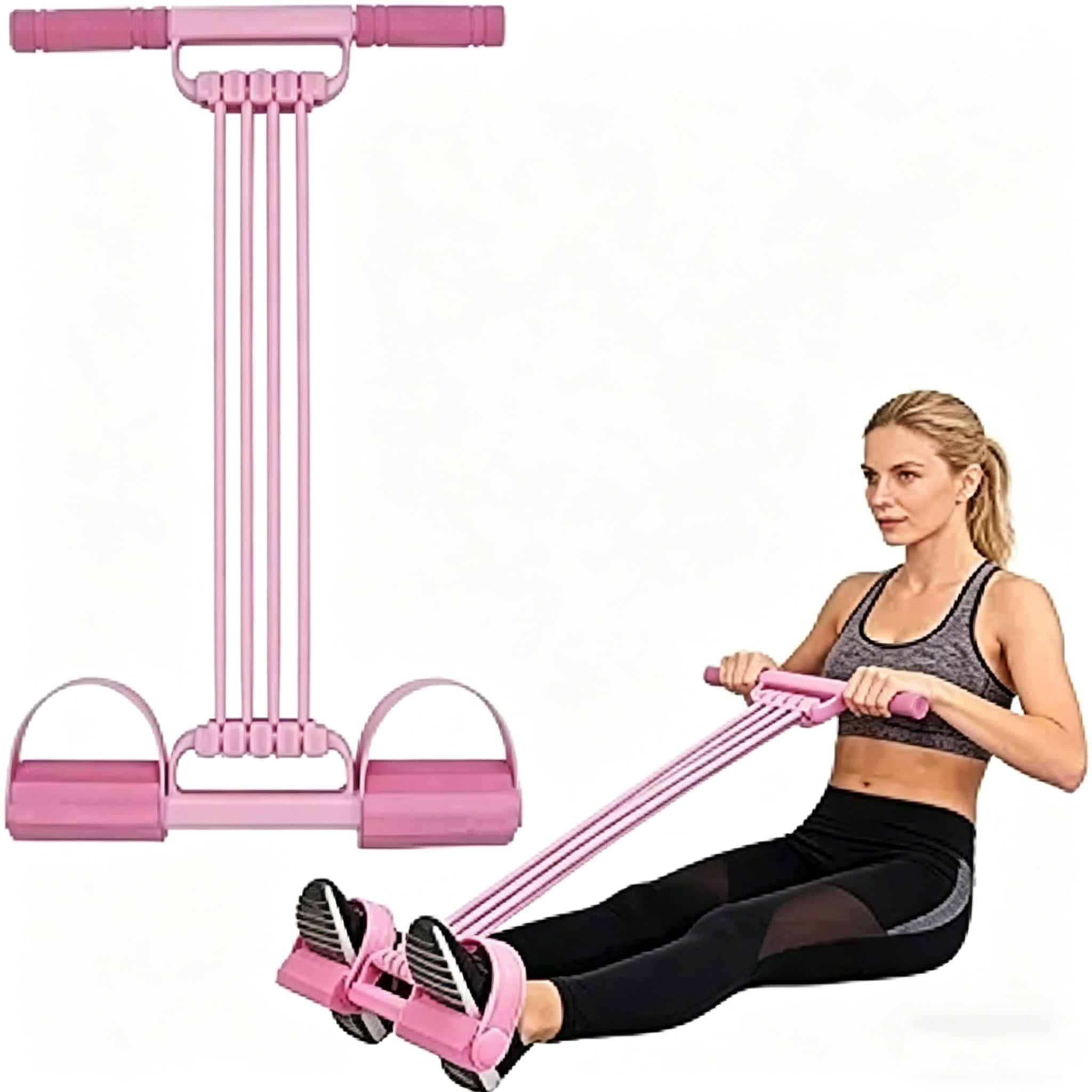 Pedal Resistance Bands with Handles, Multi-Function Tension Rope Band & Pedal Puller Resistance Band for Abdomen/Waist/Arm/Leg Stretching Slimming Training