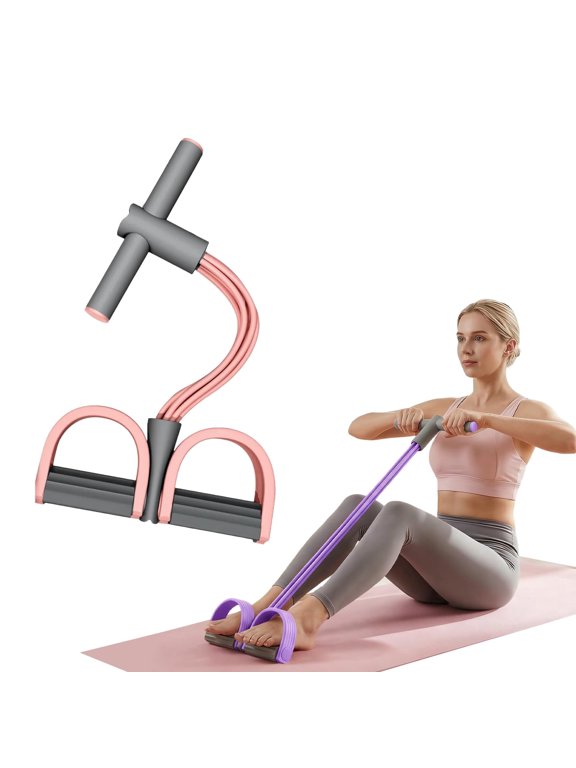 Pedal Resistance Bands with Handles, Multifunction Elastic Yoga Resistance Band, Natural Rubber Foot Pedal Resistance Bands, Stretching Workout Fitness Bands for Abdomen, Waist, Arm, Leg(Pink)