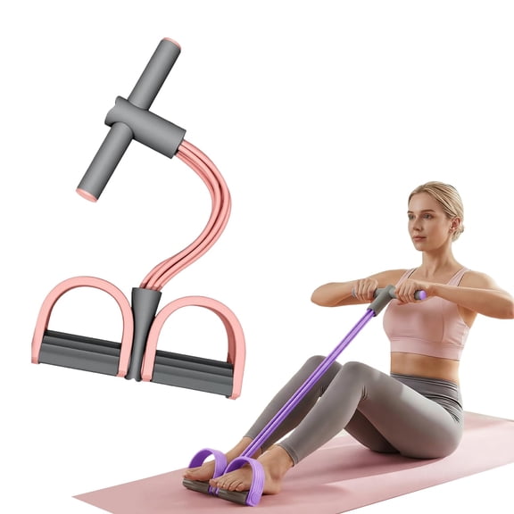Pedal Resistance Bands with Handles, Multifunction Elastic Yoga Resistance Band, Natural Rubber Foot Pedal Resistance Bands, Stretching Workout Fitness Bands for Abdomen, Waist, Arm, Leg(Pink)