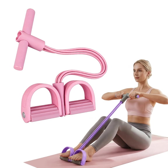 Pedal Resistance Bands with Handles, Multifunction Elastic Yoga Resistance Band, Natural Rubber Foot Pedal Resistance Bands, Stretching Workout Fitness Bands for Abdomen, Waist, Arm, Leg(Pink)