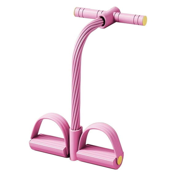 Pedal Resistance Bands with Handles, New Upgrade 10-Tubes Manual Tension Training Pedal, Natural Rubber Foot Pedal Resistance Bands, Multifunction Fitness Bands for Abdomen, Waist, Arm, Leg (Pink)
