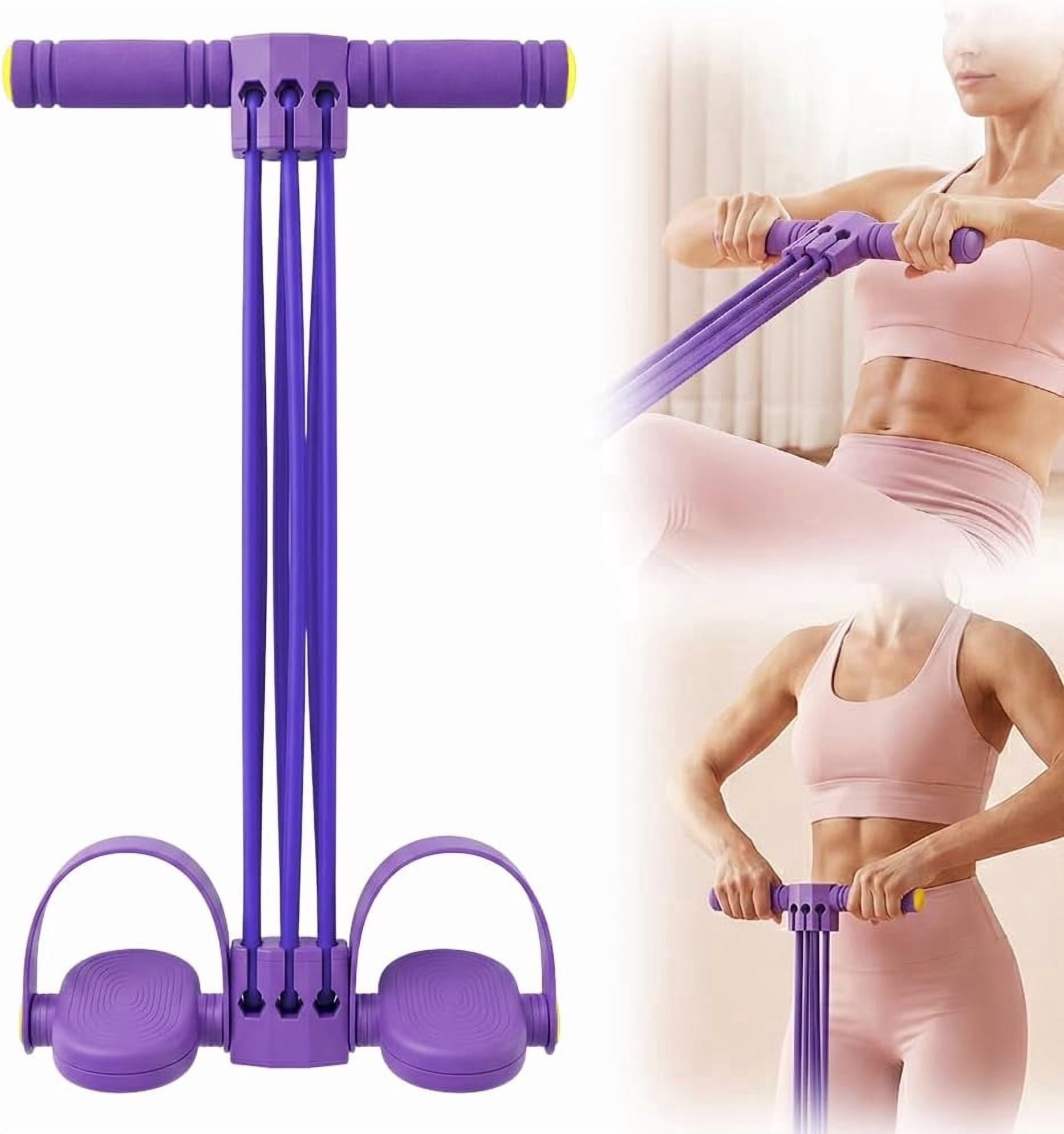 Pedal Resistance Bands with Handles, Upgrade 6-Tube Natural Rubber Foot Pedal Resistance Band for Multifunction Stretching Workout, Abdomen Waist Arms Legs Training