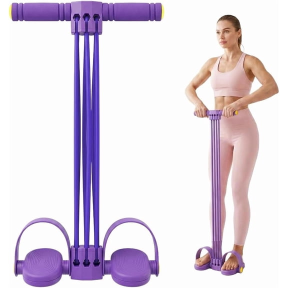 Pedal Resistance Bands with Handles, Upgrade 6-Tube Natural Rubber Foot Pedal Resistance Band for Multifunction Stretching Workout, Abdomen Waist Arms Legs Training