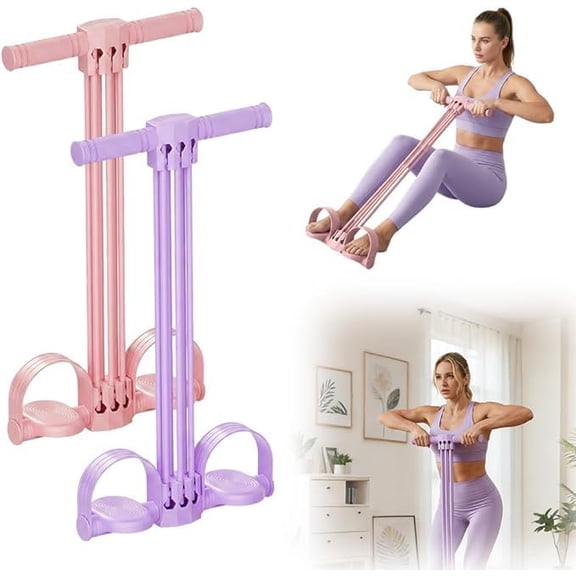 Pedal Resistance Bands with Handles, Upgrade 6-Tube Natural Rubber Foot Pedal Resistance Band for Multifunction Stretching Workout, Abdomen Waist Arms Legs Training
