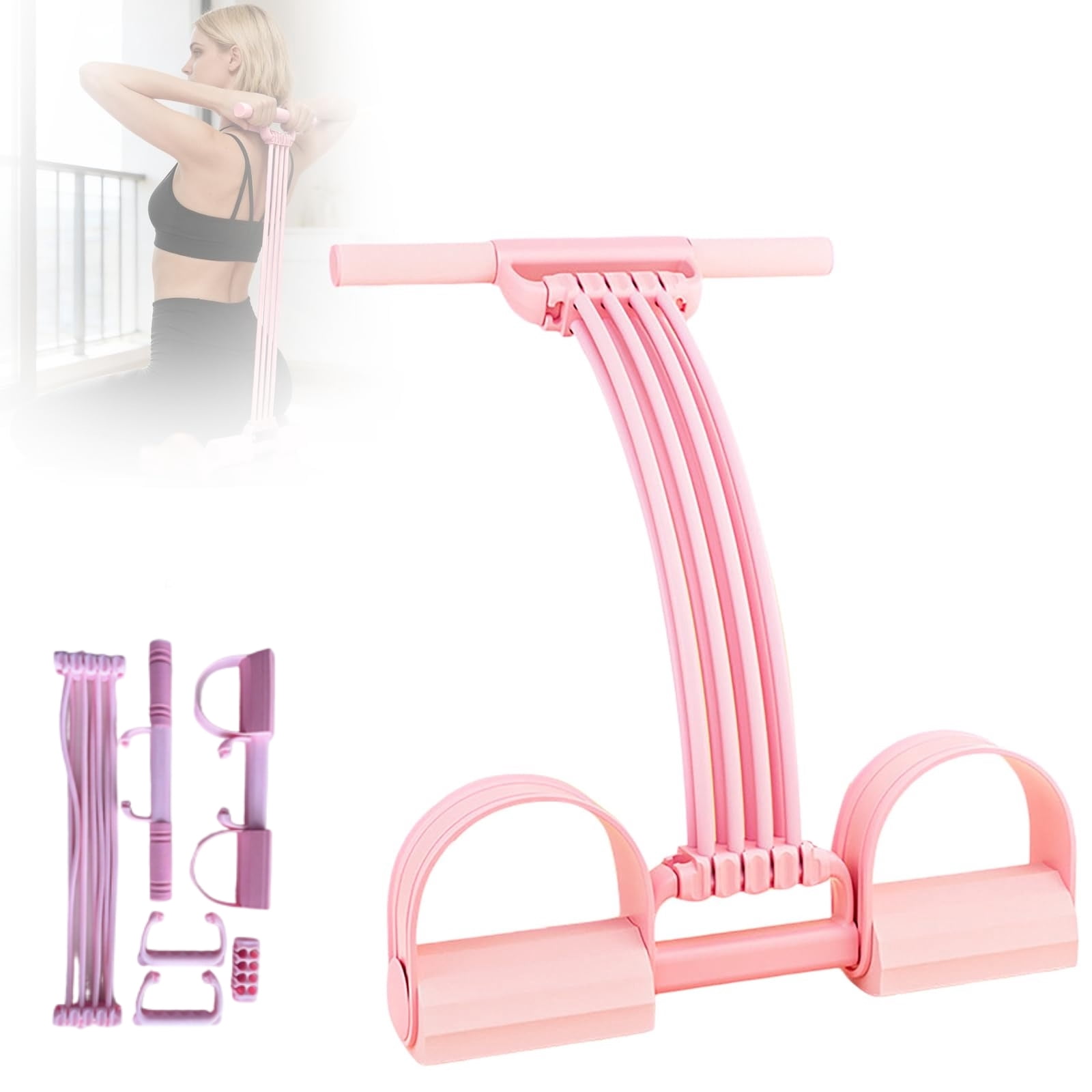 Pedal Resistance Bands with Handles, Multifunction Elastic Tension Rope Exercise Equipment for Yoga, Stretching and Full Body Workout