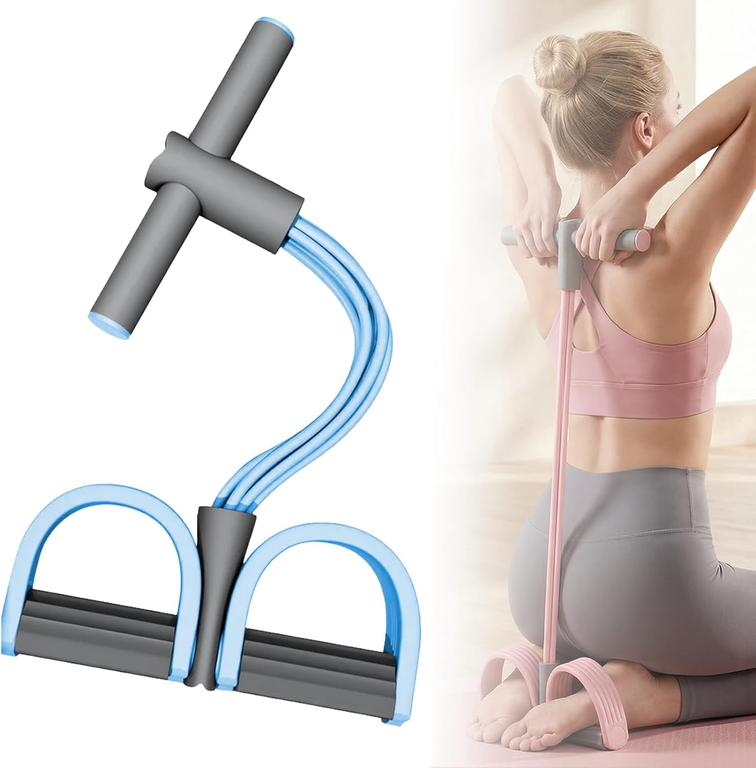 Pedal Resistance Bands with Handles, Multifunction Elastic Yoga Resistance Band,Foot Pedal Resistance Band,Yoga Elastic Exercise Bands