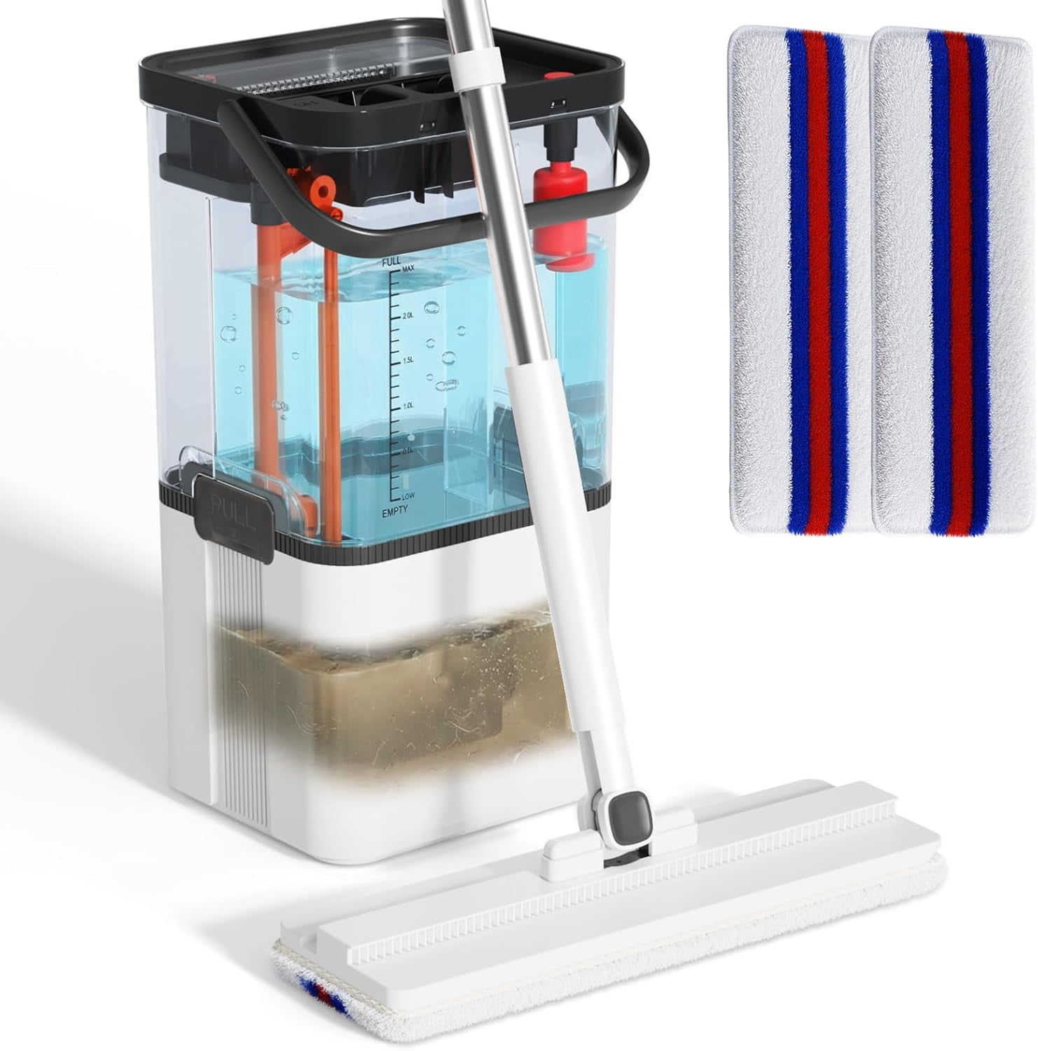 Pedal Spin Mop and Bucket with Wringer Set,EasyWring Microfiber Mop with 3 Mop Pads,360 ° Spinning Floor Cleaning System - Home & Office