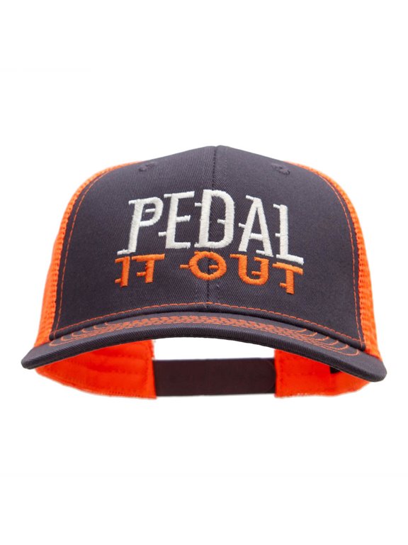 Pedal it Out Embroidered Premium Mesh Cap - Charcoal Orange OSFM