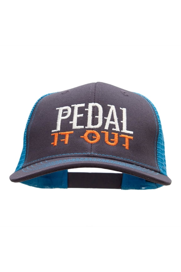 Pedal it Out Embroidered Premium Mesh Cap - Charcoal Sky Blue OSFM