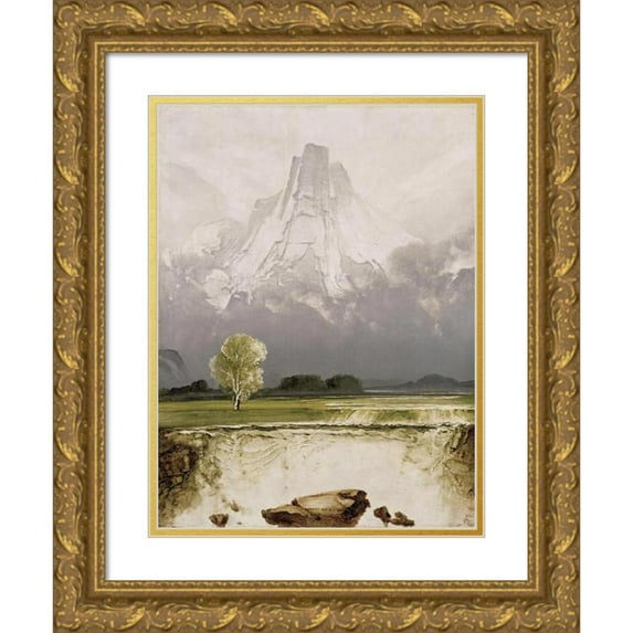 Peder Balke 14x18 Gold Ornate Wood Frame and Double Matted Museum Art Print Titled - Stetind with Bjerk (1864)