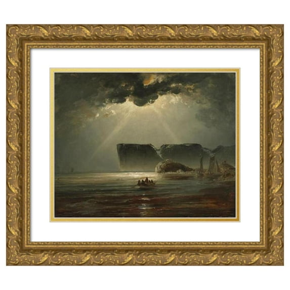 Peder Balke 18x15 Gold Ornate Wood Frame and Double Matted Museum Art Print Titled - From North Cape (1840)