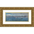 thumbnail image 1 of Peder Mørk Mønsted 14x8 Gold Ornate Wood Frame and Double Matted Museum Art Print Titled - Tarifa. Sailing Ships at Gibraltar (1892), 1 of 4