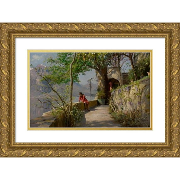 Peder Mørk Mønsted 24x17 Gold Ornate Framed and Double Matted Museum Art Print Titled - Summer in Varenna, Italy (1921)