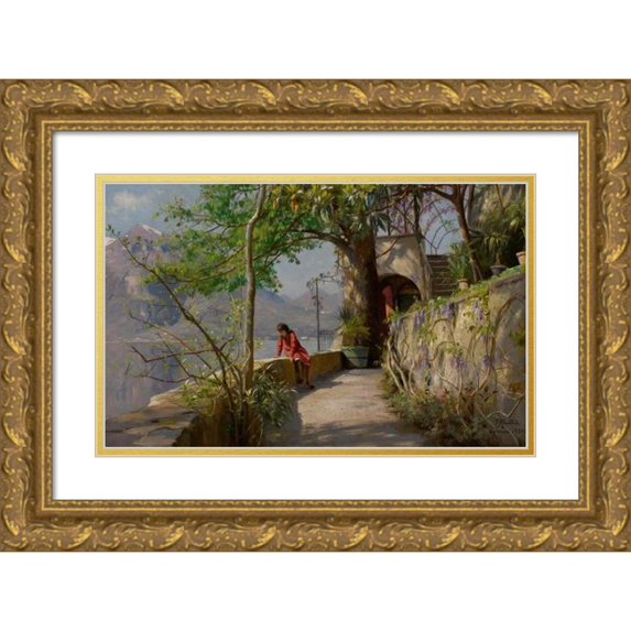Peder Mørk Mønsted 24x17 Gold Ornate Framed and Double Matted Museum Art Print Titled - Summer in Varenna, Italy (1921)