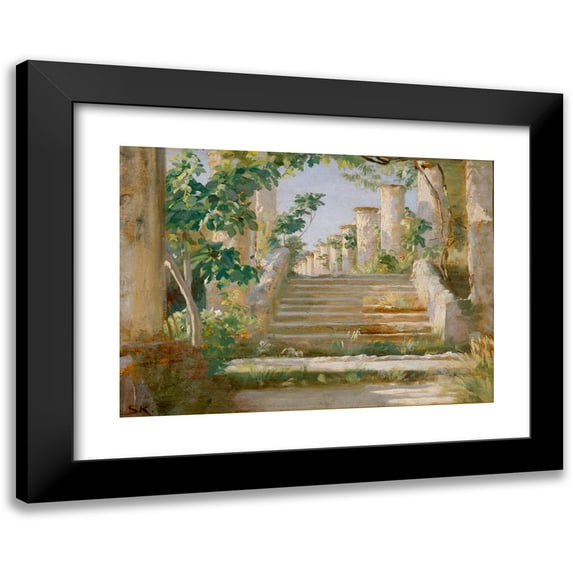 Peder Severin Krøyer 18x14 Black Modern Framed Museum Art Print Titled - Loggia in Ravello (1890)