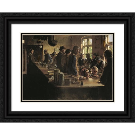 Peder Severin Krøyer 18x14 Black Ornate Wood Framed Double Matted Museum Art Print Titled - At the Grocery Store, when There is No Fishing (1882)