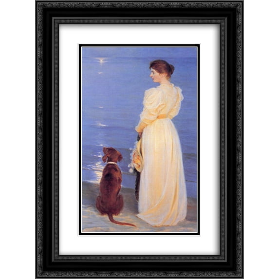 Peder Severin Kroyer 2x Matted 18x24 Black Ornate Framed Art Print 'Summer Evening at Skagen'