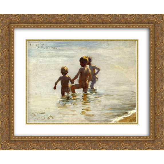Peder Severin Kroyer 2x Matted 24x20 Gold Ornate Framed Art Print 'A Summer's Day at Skagen South Beach'