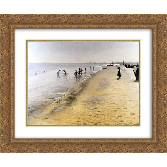 Peder Severin Kroyer 2x Matted 24x20 Gold Ornate Framed Art Print 'D?a de verano en Skagen'