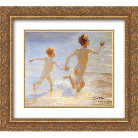 Peder Severin Kroyer 2x Matted 24x20 Gold Ornate Framed Art Print 'Beach of Skagen'