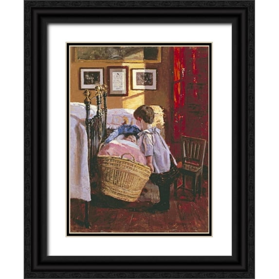 Pedersen, Viggo 19x24 Black Ornate Wood Framed with Double Matting Museum Art Print Titled - A Watchful Eye