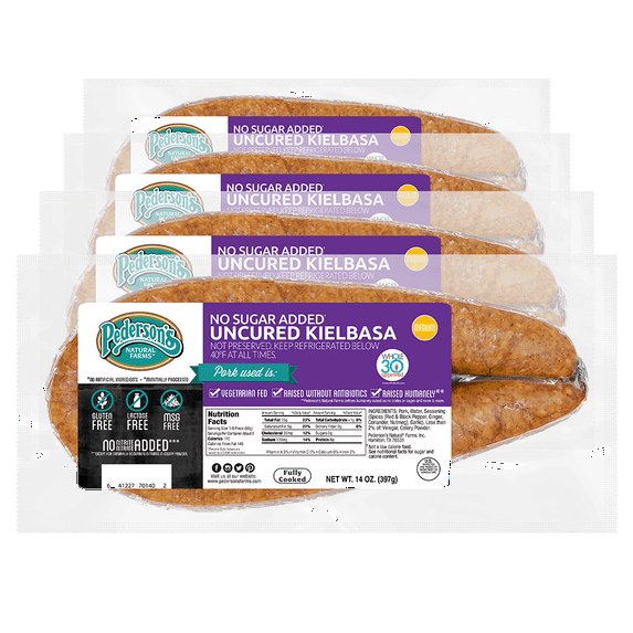 Pederson's Farms, No Sugar Added Uncured Kielbasa (4 Packages, 14 Ounces Each)