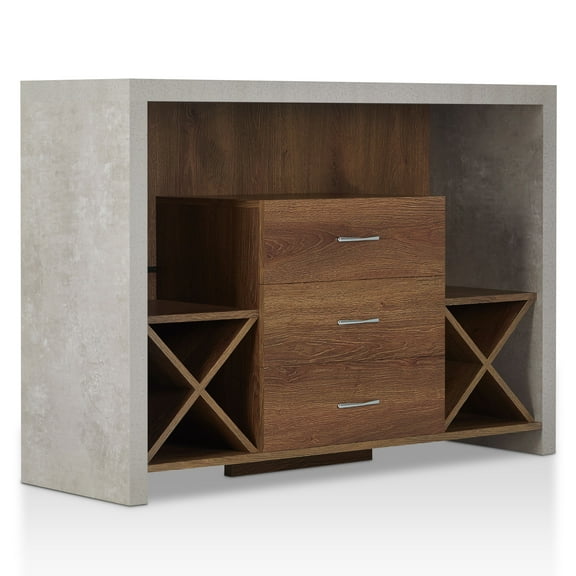 Pedesaan Wood Multi-Storage Buffet, Distressed Walnut
