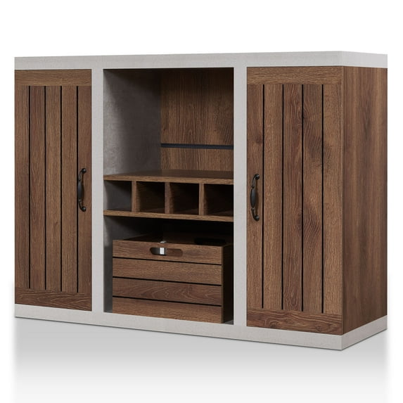 Pedesaan Wood Multi Storage Buffet with Removable Crate, Walnut
