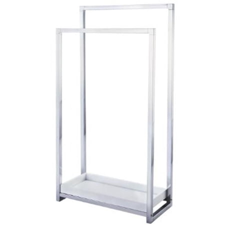 Pedestal 2-Tier Iron Construction Towel Rack with Wooden Case