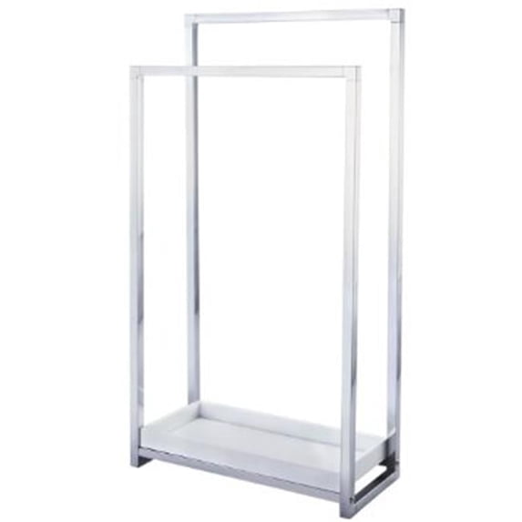 Pedestal 2-Tier Iron Construction Towel Rack with Wooden Case