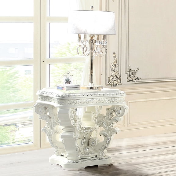 Pedestal Base with Flowers - Silver Trimmed Edges - Living Spaces - Aesthetically Pleasing