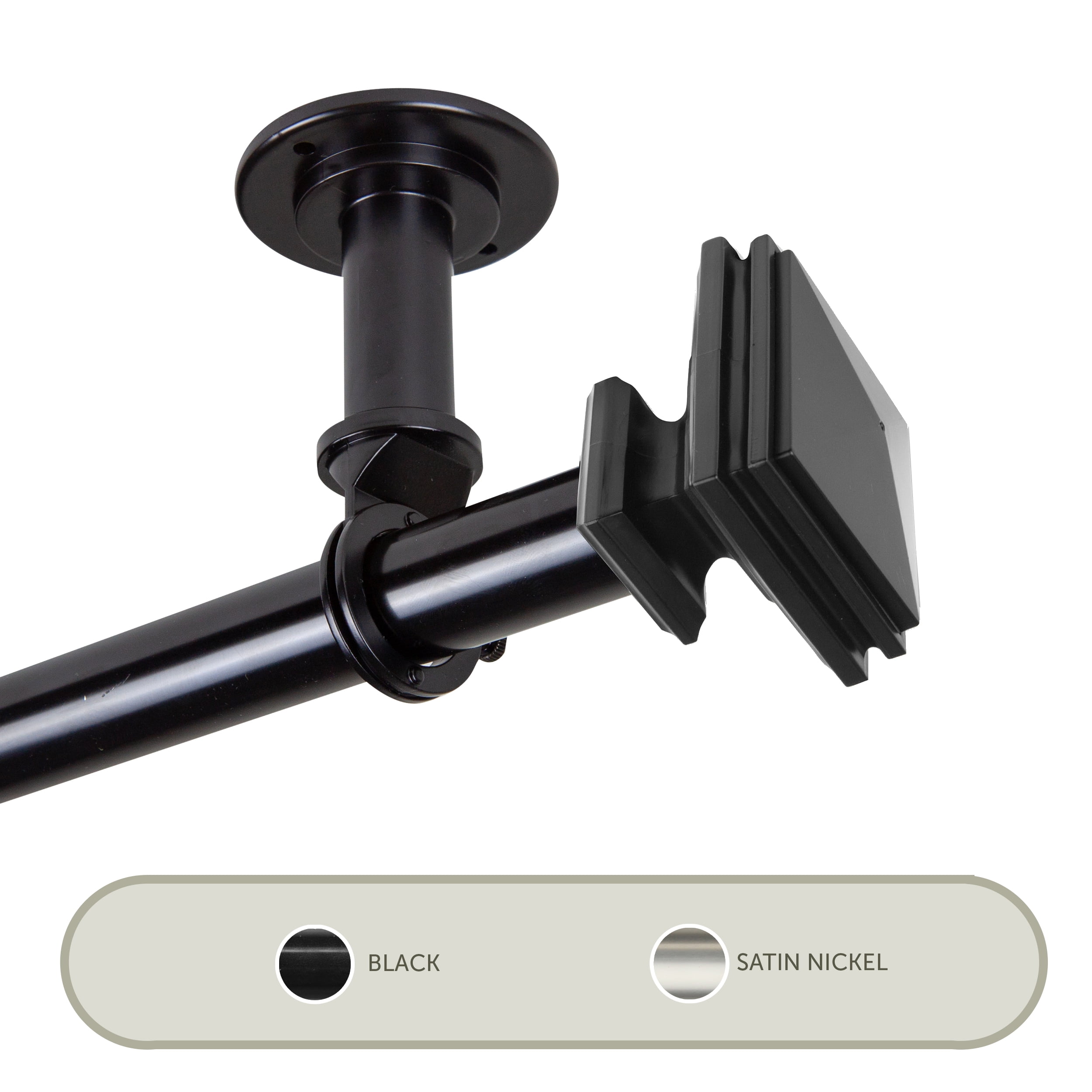 Pedestal Ceiling 1" Curtain Rod/ Room Divider 120-170 inch - Black