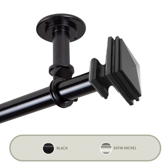 Pedestal Ceiling 1" Curtain Rod/ Room Divider 120-170 inch - Black